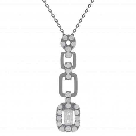 Collier en Argent 925 rhodié et Oxydes Zirconium