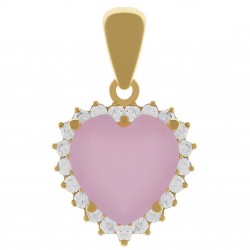 Pendentif Coeur rose Plaqué or 18 carats et Oxydes zirconium