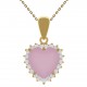 Pendentif Coeur rose Plaqué or 18 carats et Oxydes zirconium