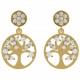 Boucles d'oreilles Arbre de Vie Plaqué Or 18 carats et Oxydes Zirconium