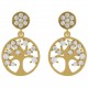 Boucles d'oreilles Arbre de Vie Plaqué Or 18 carats et Oxydes Zirconium