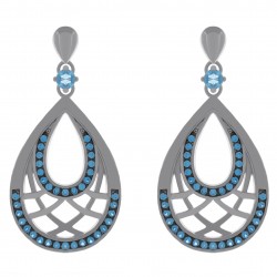 Boucles d'oreilles en Argent 925 rhodié et Oxydes Zirconium bleus