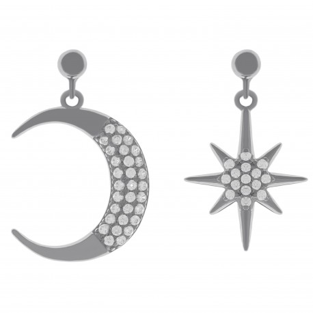 Boucles d'oreilles en Argent 925 rhodié et Oxydes Zirconium