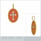 Pendentif Croix Plaqué or 18 carats, émail orange et Oxydes zirconium