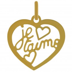 Pendentif Coeur je t'aime Plaqué or 18 carats