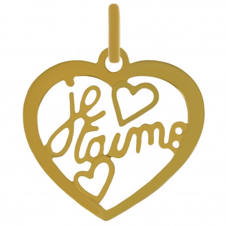 Pendentif Coeur je t'aime Plaqué or 18 carats