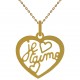 Pendentif Coeur je t'aime Plaqué or 18 carats