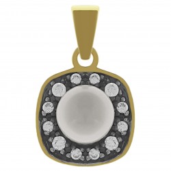 Pendentif Plaqué or 18 carats, Perle synthétique et Oxydes zirconium