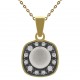 Pendentif Plaqué or 18 carats, Perle synthétique et Oxydes zirconium