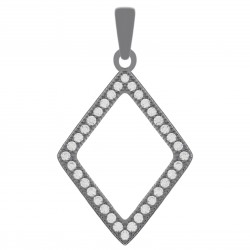 Pendentif losange en Argent 925 rhodié et Oxydes zirconium