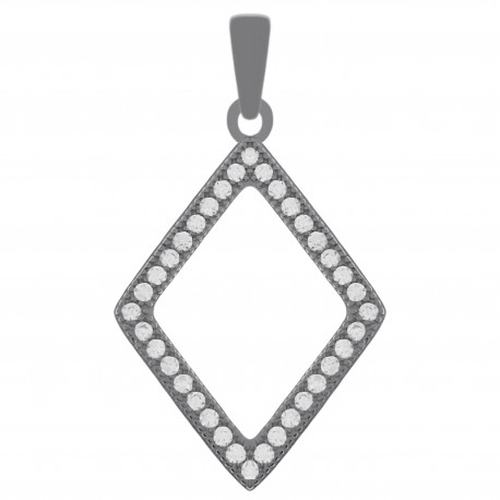 Pendentif losange en Argent 925 rhodié et Oxydes zirconium