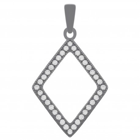 Pendentif losange en Argent 925 rhodié et Oxydes zirconium