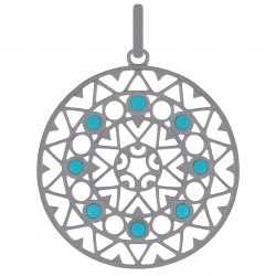 Pendentif en Argent 925 rhodié et Turquoise synthétique