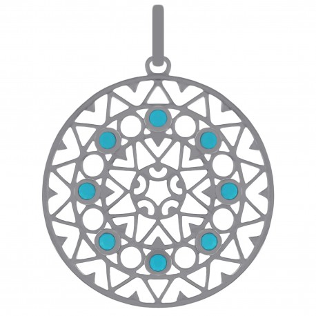 Pendentif en Argent 925 rhodié et Turquoise synthétique