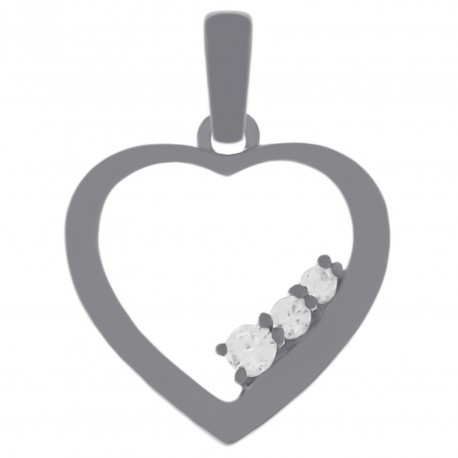 Pendentif Coeur en Argent 925 rhodié et Oxydes zirconium