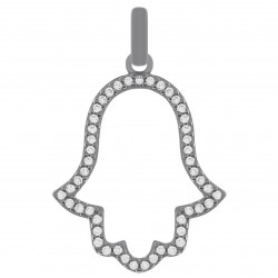 Pendentif main de Fatma en Argent 925 rhodié et Oxydes zirconium