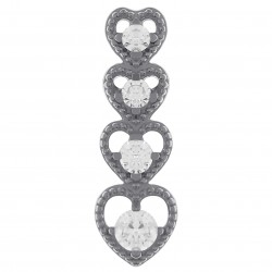 Pendentif Coeurs en Argent 925 rhodié et Oxydes zirconium
