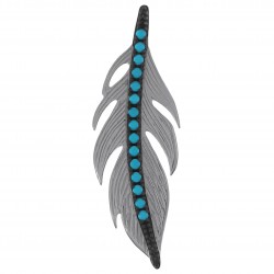 Pendentif Plume en Argent 925 rhodié et Turquoise synthétique