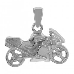 Pendentif moto de course en Argent 925