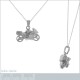 Pendentif moto de course en Argent 925