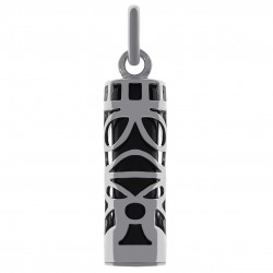 Pendentif Tiki Polynésien en Argent 925 et Onyx