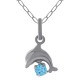 Pendentif dauphin en Argent 925 et Cristal bleu