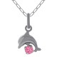 Pendentif dauphin en Argent 925 et Cristal rose