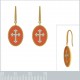 Boucles d'oreilles Croix Plaqué Or 18 carats, émail orange et Oxydes Zirconium