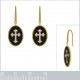 Boucles d'oreilles Croix Plaqué Or 18 carats, émail noir et Oxydes Zirconium