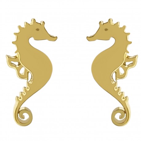 Boucles d'oreilles hippocampe Plaqué Or 18 carats