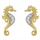 Boucles d'oreilles hippocampe Plaqué Or 18 carats et Oxydes Zirconium