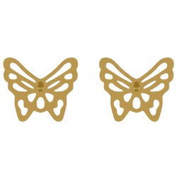 Boucles d'oreilles Papillon Plaqué Or 18 carats