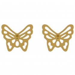 Boucles d'oreilles Papillon Plaqué Or 18 carats