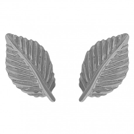 Boucles d'oreilles feuille en Argent 925 rhodié