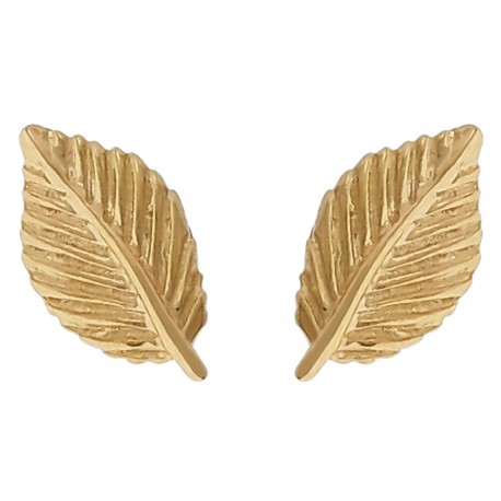Boucles d'oreilles Feuille Plaqué Or 18 carats