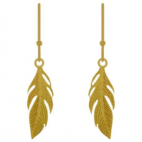 Boucles d'oreilles Plume Plaqué Or 18 carats