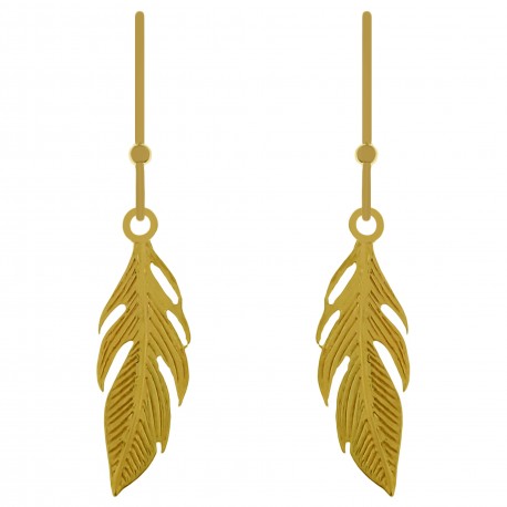 Boucles d'oreilles Plume Plaqué Or 18 carats