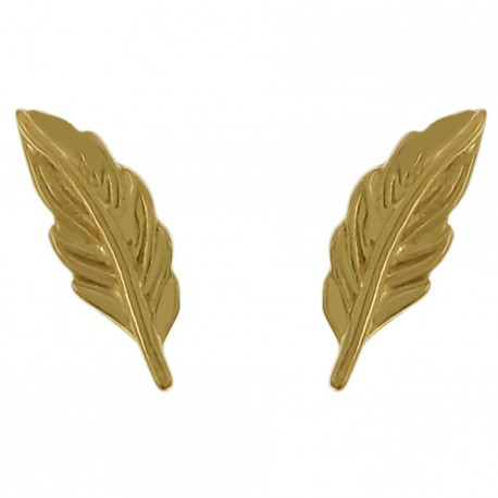 Boucles d'oreilles Plume Plaqué Or 18 carats