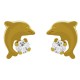 Boucles d'oreilles Dauphin Plaqué Or 18 carats et Cristal