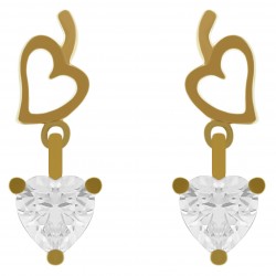 Boucles d'oreilles Coeur Plaqué Or 18 carats et Oxyde Zirconium