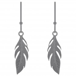 Boucles d'oreilles Plume en Argent 925 rhodié