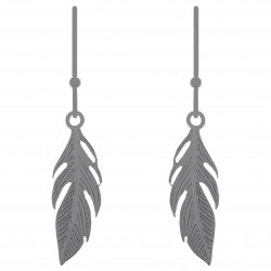 Boucles d'oreilles Plume en Argent 925 rhodié