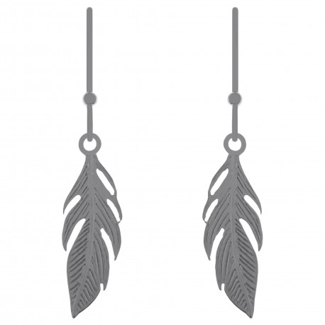 Boucles d'oreilles Plume en Argent 925 rhodié