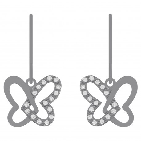 Boucles d'oreilles Papillon en Argent 925 rhodié et Oxydes zirconium