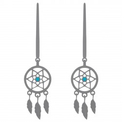 Boucles d'oreilles en Argent 925 rhodié et Turquoise synthétique