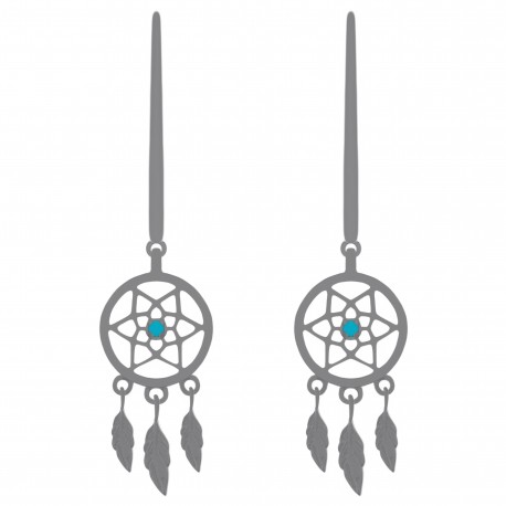 Boucles d'oreilles en Argent 925 rhodié et Turquoise synthétique