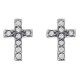 Chaînes d'oreilles Croix en Argent 925 rhodié et oxydes de zirconium