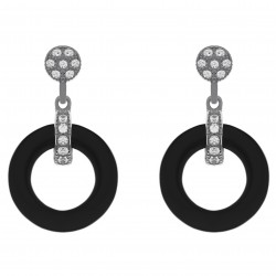 Boucles d'oreilles pendantes en Argent 925 rhodié, Céramique et Oxydes de zirconium