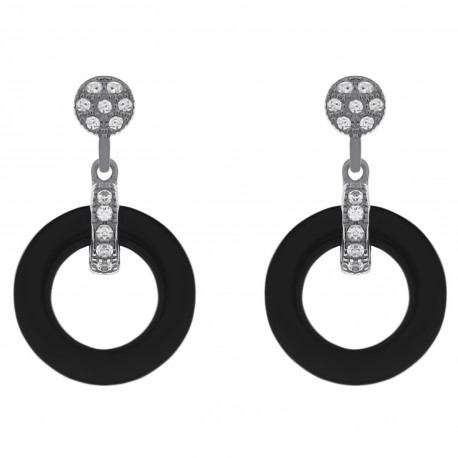 Boucles d'oreilles pendantes en Argent 925 rhodié, Céramique et Oxydes de zirconium