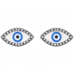 Boucles d'oreilles Oeil en Argent 925 rhodié et oxydes de zirconium